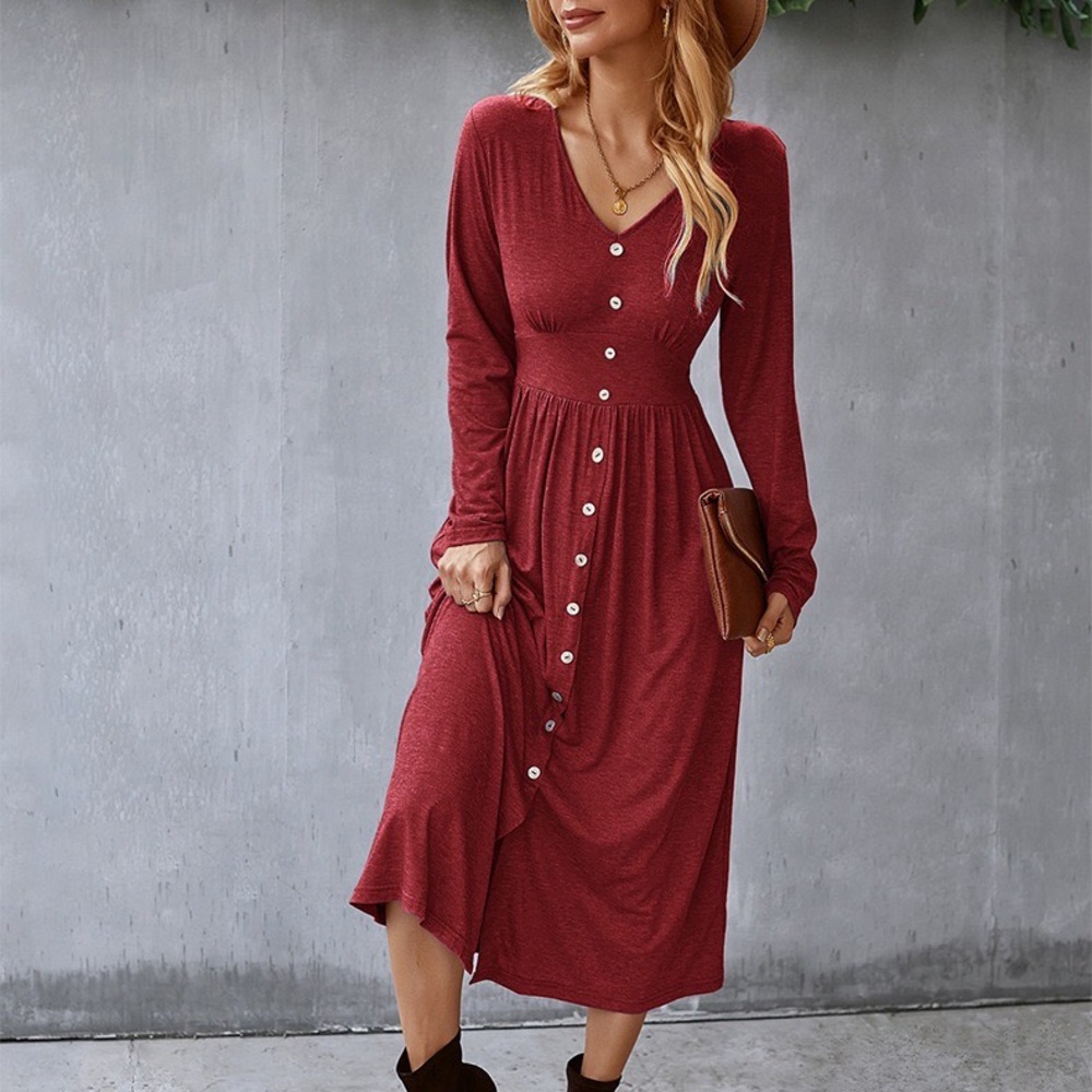[3Packs] V Neck Long Sleeves Maxi Dress
